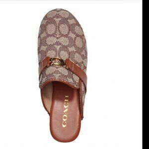Coach Women's Finlay Monogram Jacquard Clogs - Cocoa Cognac NEW size 9.5